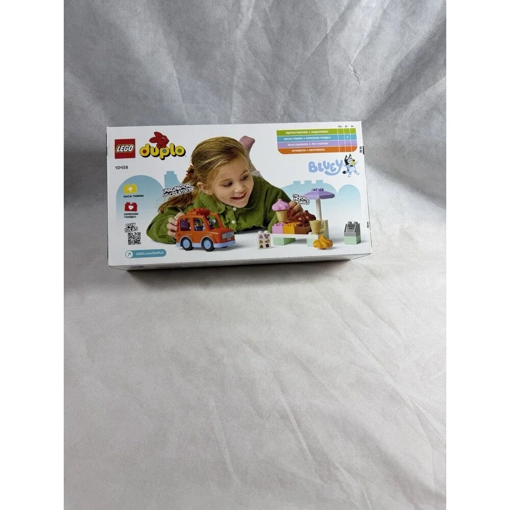 LEGO DUPLO 10458 Ice Cream Trip with Bluey & Dad Bandit Figures 22pc NEW Sealed